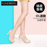 Fondberyl/feibolier bovine patent leather shoes with high shallow fish mouth shoes FB41119513