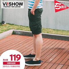 Viishow2015 fashion new men's shorts men's casual straight leg washed shorts