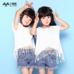 Seven space space OTHERMIX2015 new letters printed strapless fringe in summer fun Pack short sleeve t-shirt woman