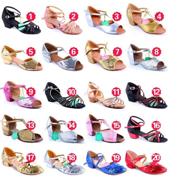 拉丁舞鞋 女 儿童 少儿国标舞蹈鞋中跟软底小孩跳舞鞋幼儿女童夏