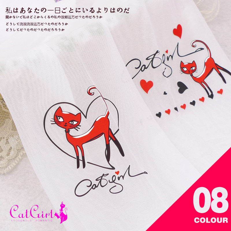 新款正品catgir两支猫咪纹身丝袜时尚性感假刺青个性可爱连裤袜女
