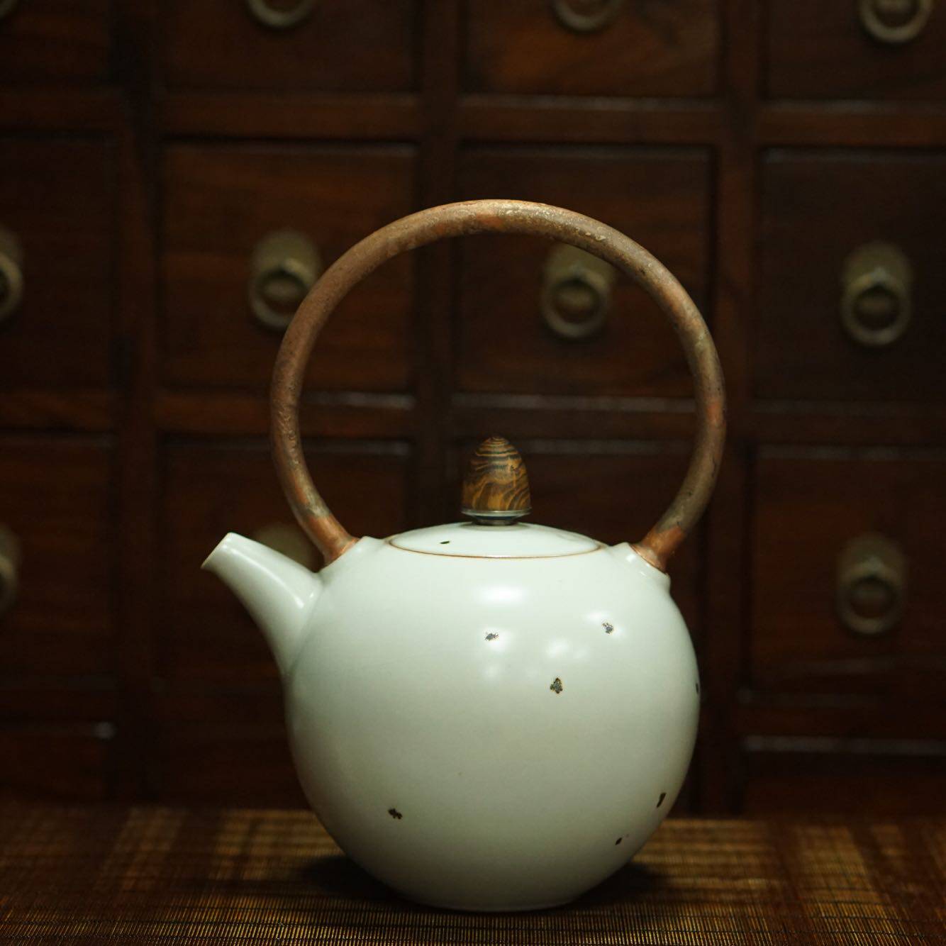 台湾章格铭老师早期作品提梁壶迷工造物汝窑开片茶壶五行壶个性款