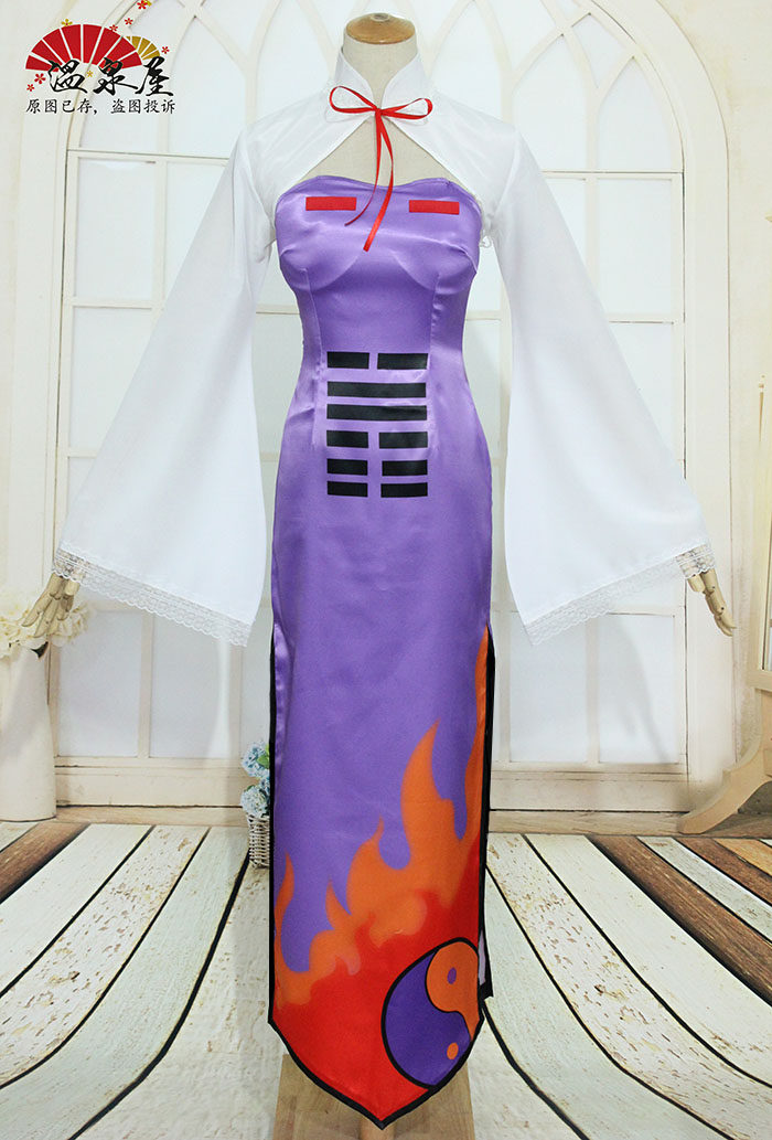 东方Project萃梦想妖妖梦八云紫紫色旗袍cosplay服，印花太极旗袍