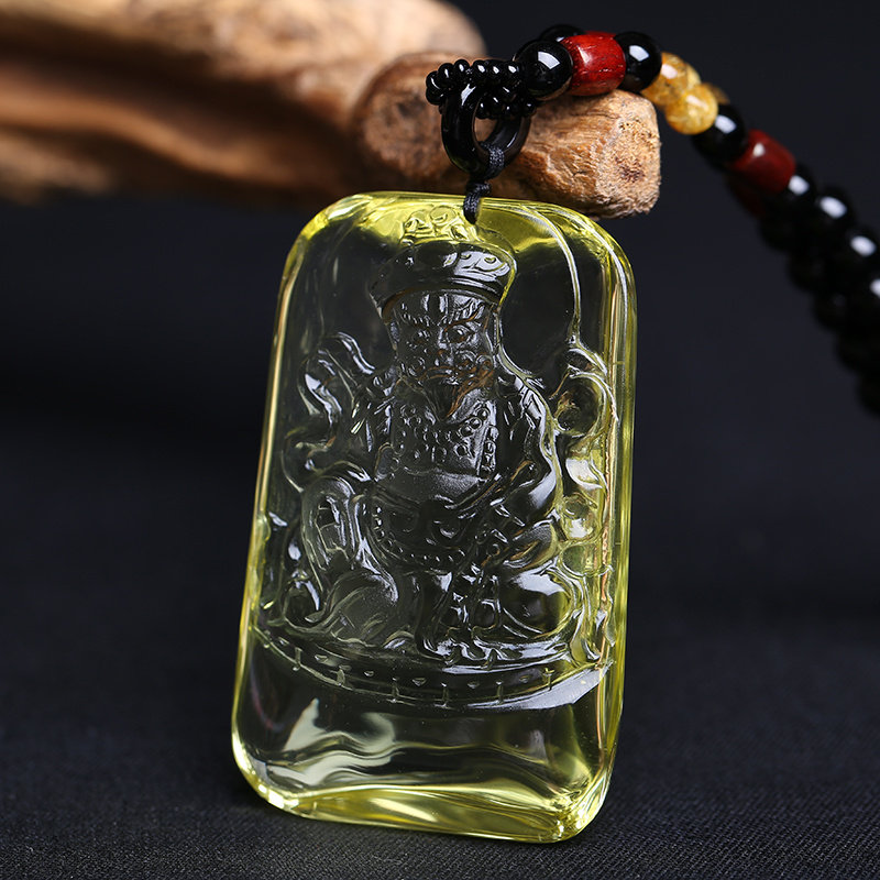 天然黄水晶财神爷达摩赐福财神添禄贵饰品吊坠项链小财神饰品