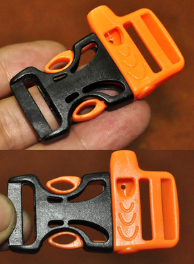 3个2.8元！户外求生哨 黑橙色 哨扣 标准插扣 背包织带连接扣