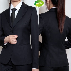 2018春季职业正装西服套装OL修身女西装大码面试工作服深蓝黑工装