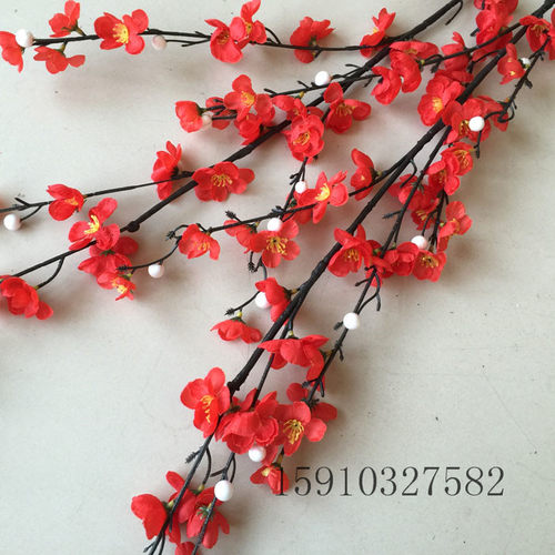 仿真梅花枝桃花假桃花春节装饰