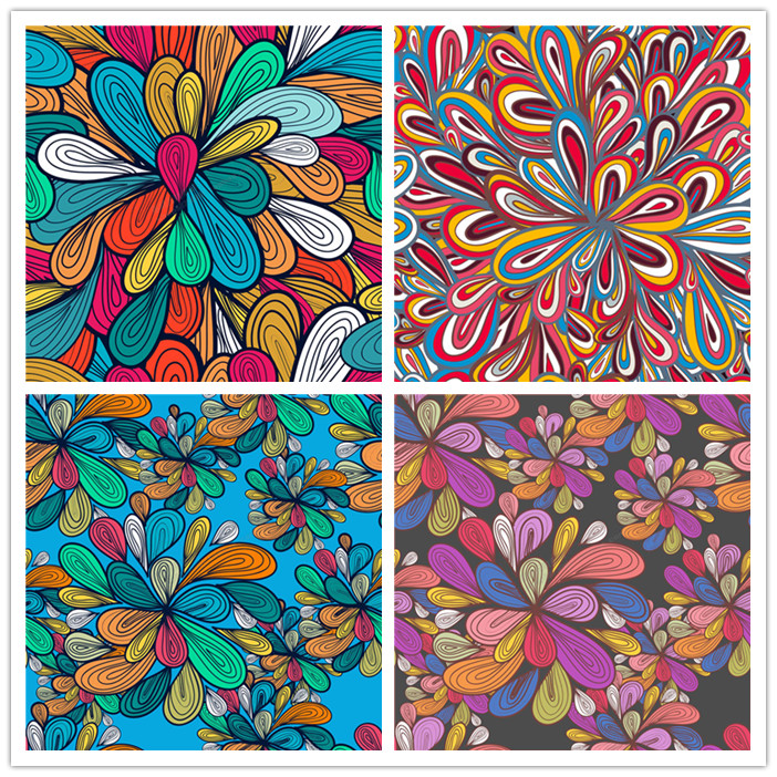 A0842矢量抽象彩色花朵四方连续背景图 AI设计素材