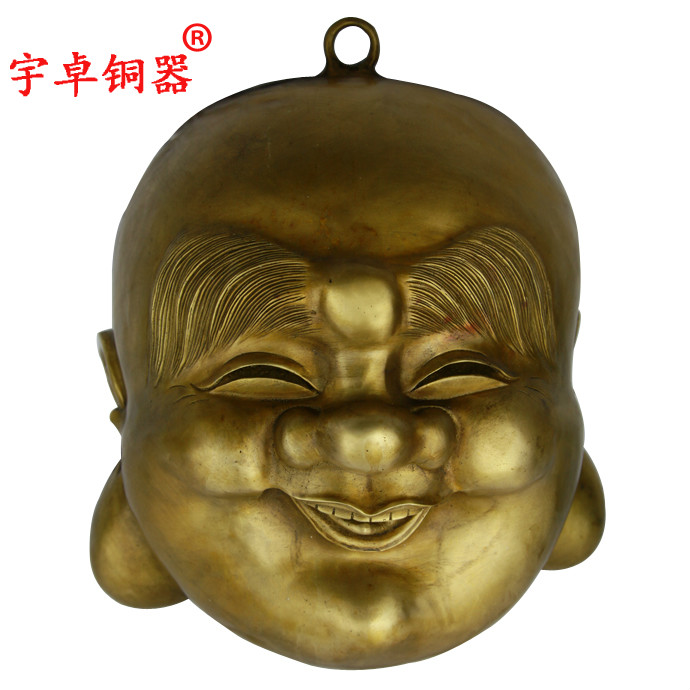 宇卓铜器纯铜弥勒佛黄铜弥勒佛 笑脸弥勒佛头挂件工艺品摆件