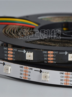 APA102 5V 30灯 5050 RGB l全彩led灯带 滴胶裸板套管灌胶灯条