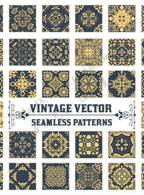 A1367矢量复古欧式纹饰花纹背景四方连续底纹图案 AI设计素材