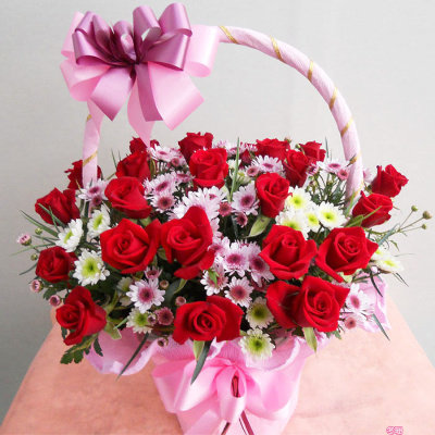 上海鲜花速递看病人慰问鲜花祝福慰问看望精美手提花篮同城快递