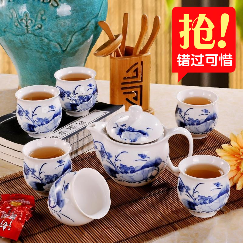 Special Offer Jingdezhen Blue and white 7 double-deck Anti scald Tea Set teacup Teapot screen And for youin the Tableware , Tea set , Tea package  category - from Buy2taobao.com to provide professional Taobao agent buy service