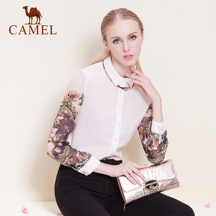 【非卖品】潮秋季白衬衫女士春装中长款POLO领印花雪纺衫