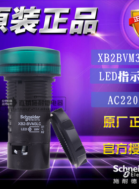 施耐德 XB2BVM3LC XB2-BVM3LC AC220V LED指示灯信号灯按钮原装