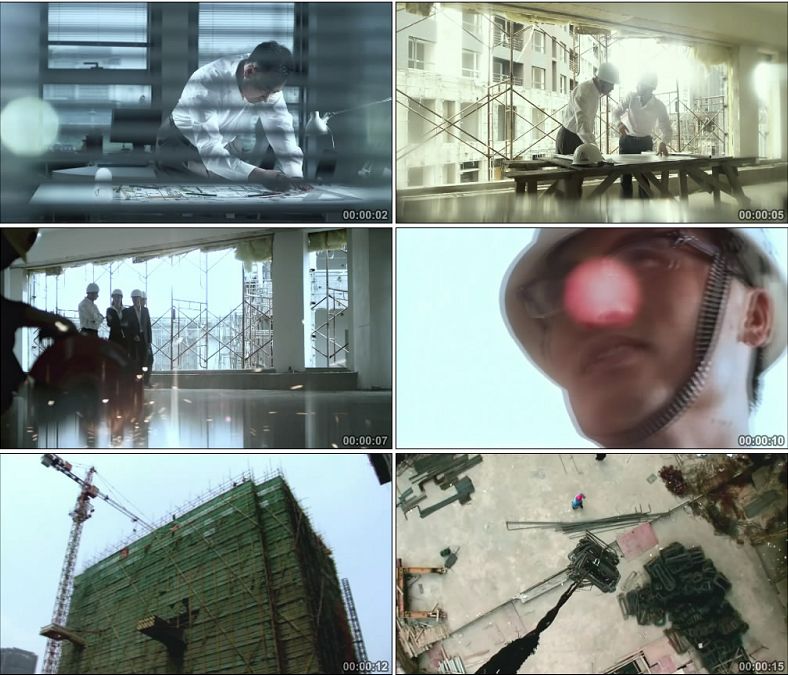 画地产规划图建筑设计图视察工地楼房建设/中国高清实拍视频素材