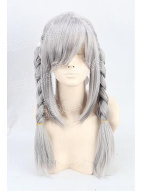 弹丸轮舞2 边谷山佩子 深灰色 双麻花辫子 cos造型假发