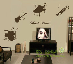 吉他小号钢琴音乐贴纸画乐器琴行培训学校教室客厅沙发装饰墙贴纸