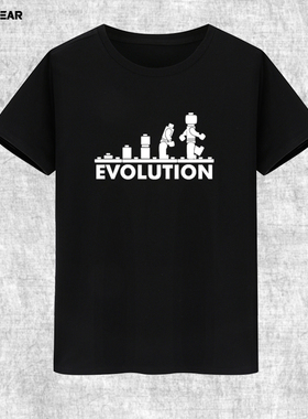创意纯棉短袖T恤男 LEGO EVOLUTION 搞笑 Sheldon Cooper 机器人