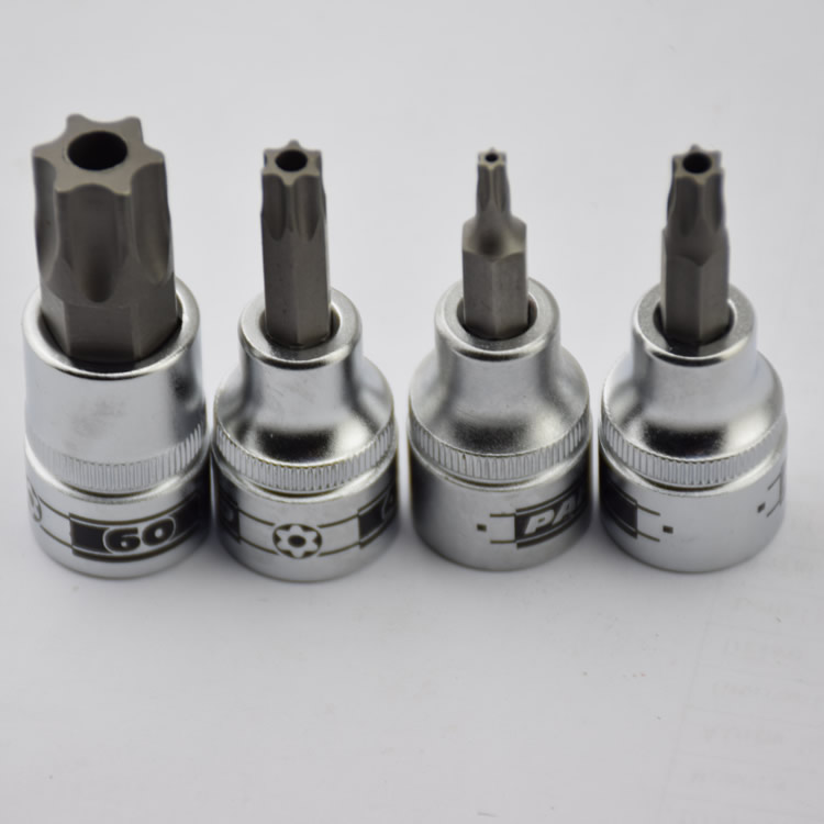 正品PARD进口3/8 花型旋具套筒星型 梅花批头T8-T60有孔 头部带孔