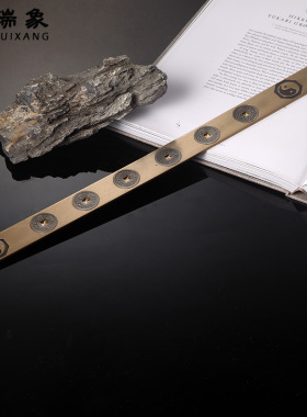 瑞象 纯铜实心六帝钱风水尺 六帝铜钱尺铜六帝尺解门对门