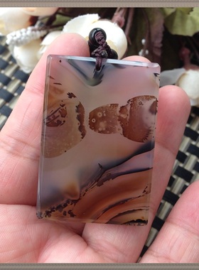 佳石琦缘马料原石天然象形风景冰透玛瑙吊坠情侣同款宝石毛衣链24