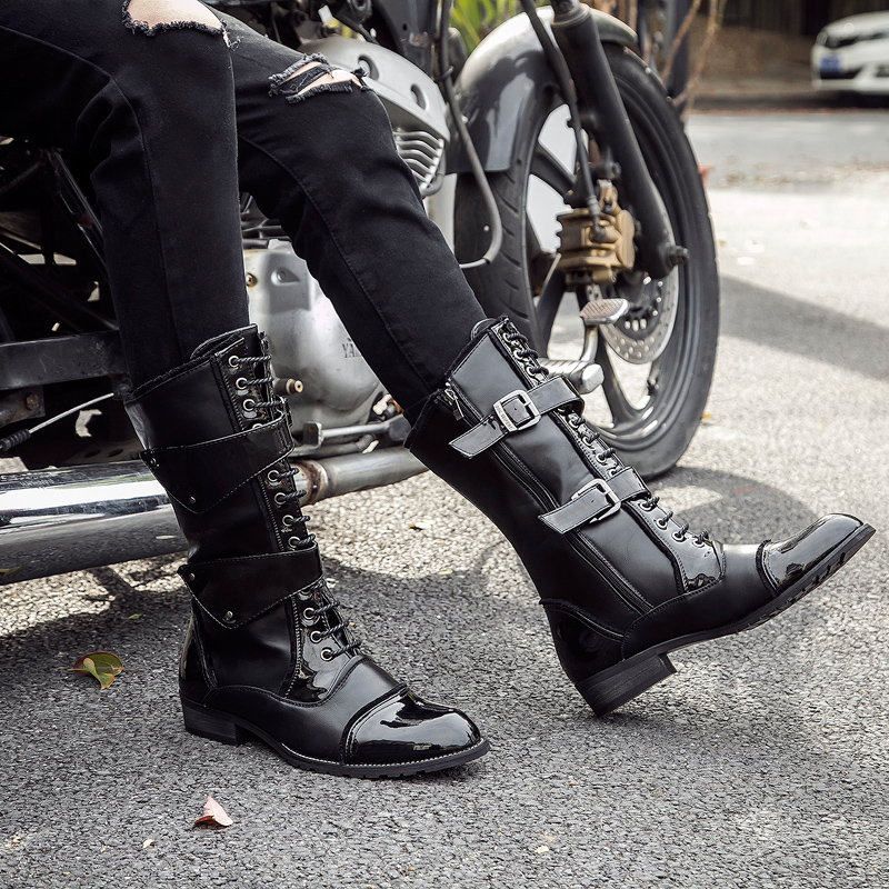 冬季尖头韩版高筒加绒时尚马丁靴