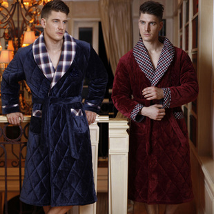 新款专柜正品欧林雅竹纤维男士家居服加厚夹棉保暖睡衣 睡袍FJ155