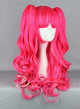 草莓幻想粉红色花猪尾65厘米朋克洛丽塔假发