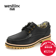 Westlink/West fall 2015 new daily Joker round head strap leather low cut casual men shoes