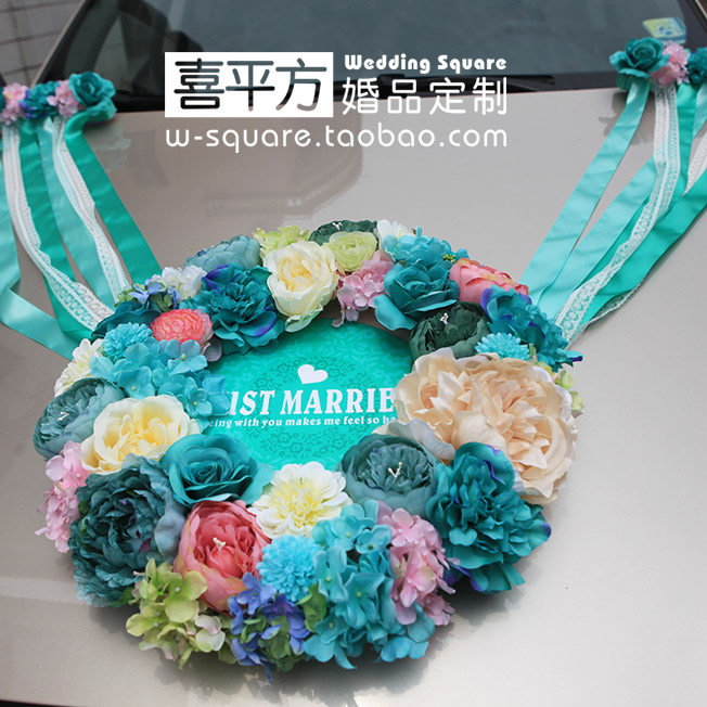 蒂凡尼环婚车婚车装饰花车装饰车头花展车装饰韩式婚车车队装饰