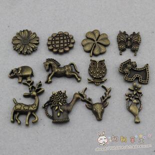 钥钥手工菊花梅花鹿小狗奔马633合金扣面纯铜下3件四合扣