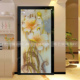 上海艺术玻璃背景墙贴金箔玻璃玄关过道现代玻璃深雕牡丹电视新款