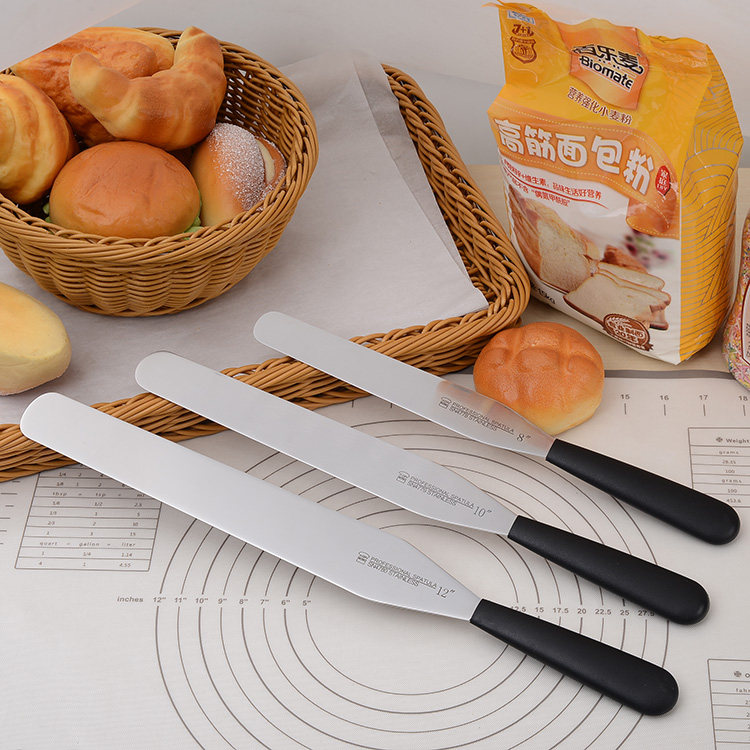 三能不锈钢直型抹刀8寸10寸12寸蛋糕脱模刀奶油裱花刀刮平刀