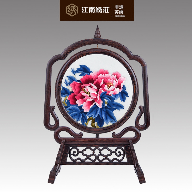 房间装饰品创意摆设简约现代卧室客厅中式摆件新中式复古苏绣刺绣