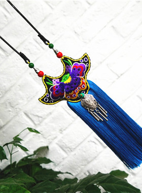 双面绣花棉麻服装搭配旅游皮绳