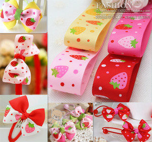丝带 粉色草莓罗纹带DIY手工儿童发饰配件 发夹材料