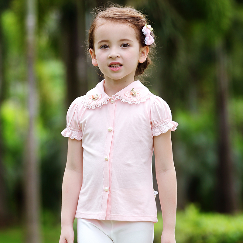 Chemise fille à manche courte en coton - Ref 2086413 Image 1