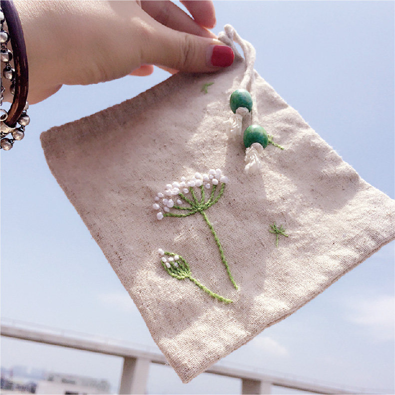 [青 简]手工零钱袋刺绣diy材料包 创意手工礼物 蒲公英刺绣教程