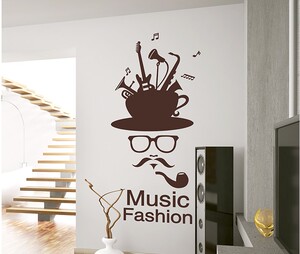 萨克斯吉他乐器人物头像墙贴画音乐学校教室琴行客厅卧室背景贴纸