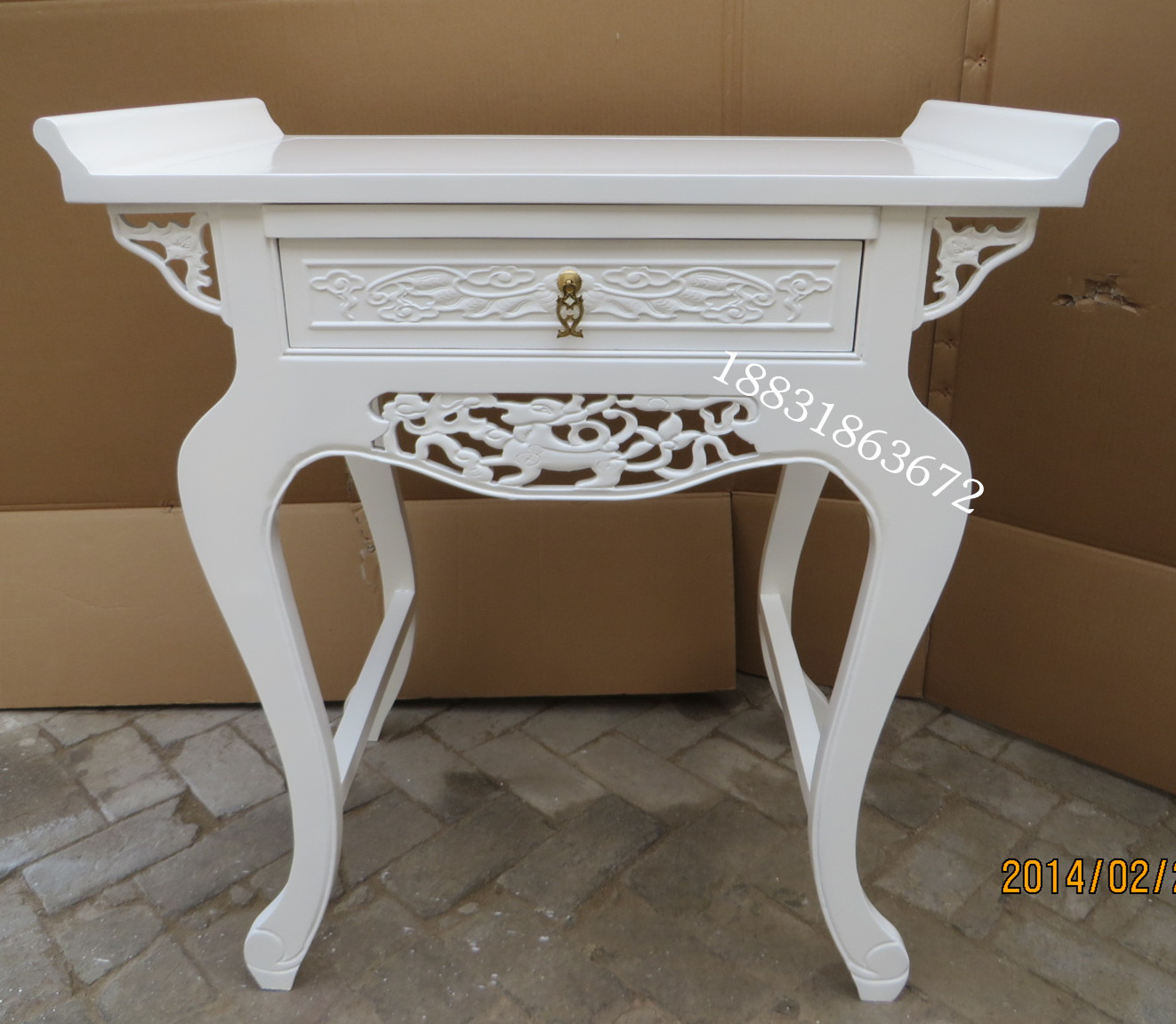 定制白色实木供桌供台佛台欧式白色榆木贡桌家用财神爷供奉台香案