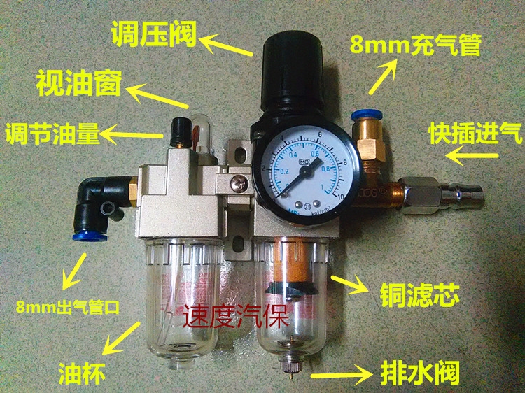 风速神盾诗琴科星欣锐骆驼扒胎机配件油水分离器调压过滤器油雾器