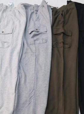 外贸日单男士休闲运动裤长裤卫裤内里植绒大口袋款C41504##