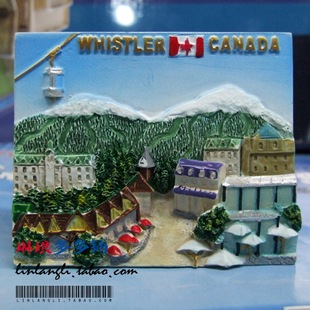 外贸 出口 加拿大风景旅游纪念品 惠斯勒滑雪场冰箱贴
