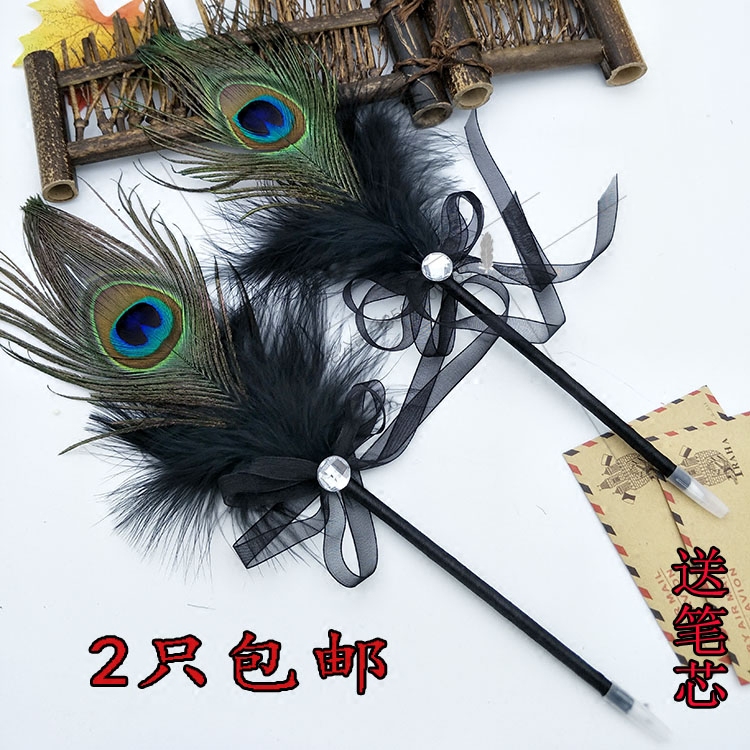 包邮欧式复古笔羽毛笔婚庆签到笔学生笔圆珠笔文具创意笔蝴蝶结笔