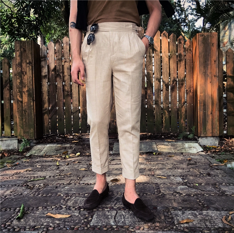 Sir self-control man leisure time Paige Casual pants personality Linen Straight trousers Ninth pants Metrosexualin the Men's clothing, Casual pants  category - from Buy2taobao.com to provide professional Taobao agent buy service