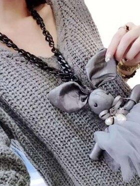 兔子韩国配饰长款女士毛衣链