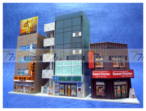 1:150日本建筑场景06 快餐店咖啡馆3个 纸模型N比例铁道沙盘1:100