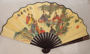 工艺礼品 折扇 装 饰扇礼扇 中国风 一尺绢布扇 包邮 论语孔子礼乐