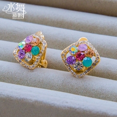 Us too a new Europe and the bright sweet flower design wild temperament zircon Stud Earrings H0261 gift box